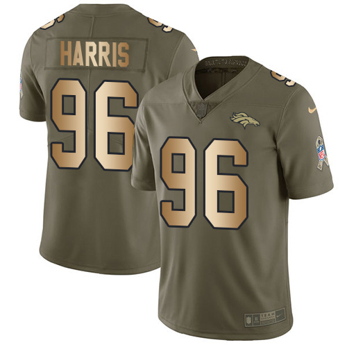 Personalized Broncos #96 Shelby Harris Olive Gold Men’s Stitched NFL Limited 2017 Salute To Service Jersey