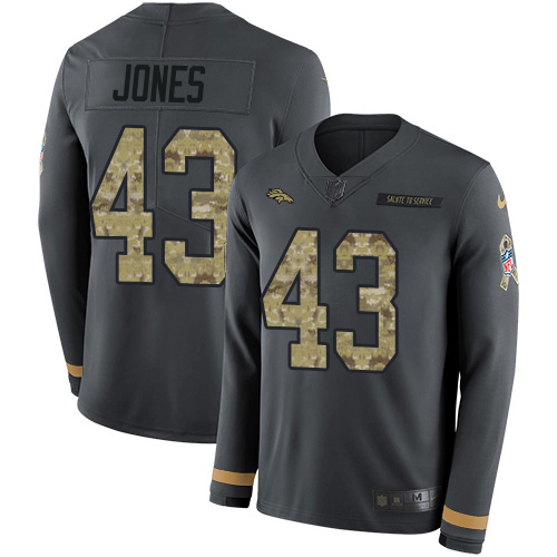 Personalized Broncos #43 Joe Jones Anthracite Salute to Service Men’s Stitched NFL Limited Therma Long Sleeve Jersey