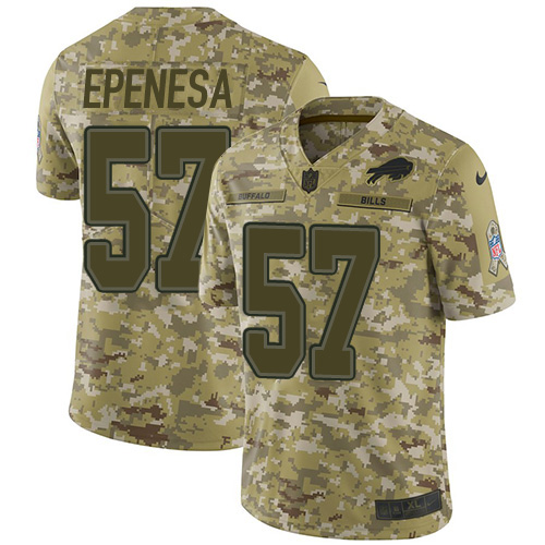Personalized Bills #57 A.J. Epenesas Camo Men’s Stitched NFL Limited 2018 Salute To Service Jersey