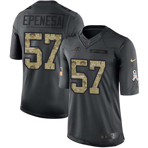 Personalized Bills #57 A.J. Epenesas Black Men’s Stitched NFL Limited 2016 Salute to Service Jersey