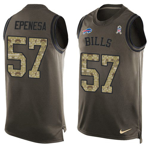 Personalized Bills #57 A.J. Epenesas Green Men’s Stitched NFL Limited Salute To Service Tank Top Jersey