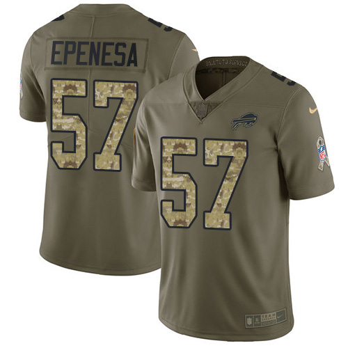 Personalized Bills #57 A.J. Epenesas Olive Camo Men’s Stitched NFL Limited 2017 Salute To Service Jersey