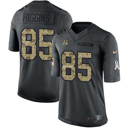 Personalized Bengals #85 Tee Higgins Black Men’s Stitched NFL Limited 2016 Salute to Service Jersey