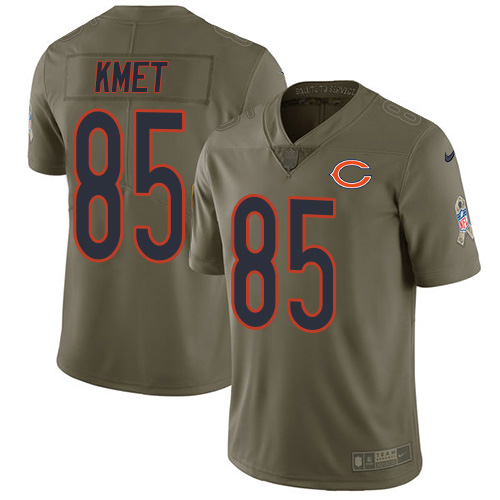 Personalized Bears #85 Cole Kmet Olive Men’s Stitched NFL Limited 2017 Salute To Service Jersey
