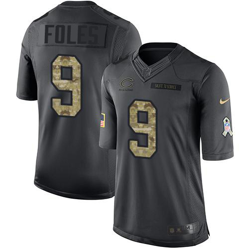 Personalized Bears #9 Nick Foles Black Men’s Stitched NFL Limited 2016 Salute to Service Jersey