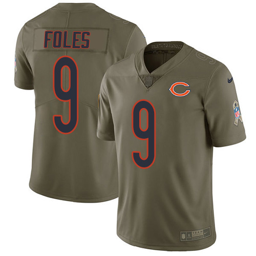 Personalized Bears #9 Nick Foles Olive Men’s Stitched NFL Limited 2017 Salute To Service Jersey
