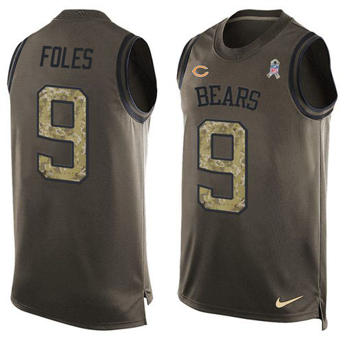 Personalized Bears #9 Nick Foles Green Men’s Stitched NFL Limited Salute To Service Tank Top Jersey