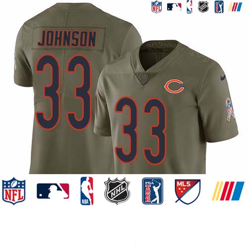 Personalized Bears #33 Jaylon Johnson Olive Men’s Stitched NFL Limited 2017 Salute To Service Jersey