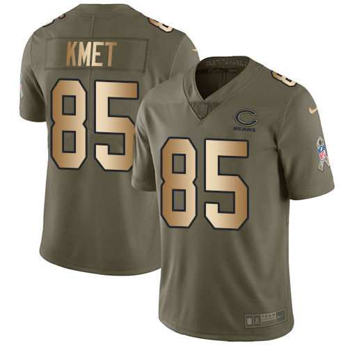 Personalized Bears #85 Cole Kmet Olive Gold Men’s Stitched NFL Limited 2017 Salute To Service Jersey