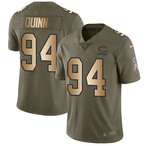 Personalized Bears #94 Robert Quinn Olive Gold Men’s Stitched NFL Limited 2017 Salute To Service Jersey