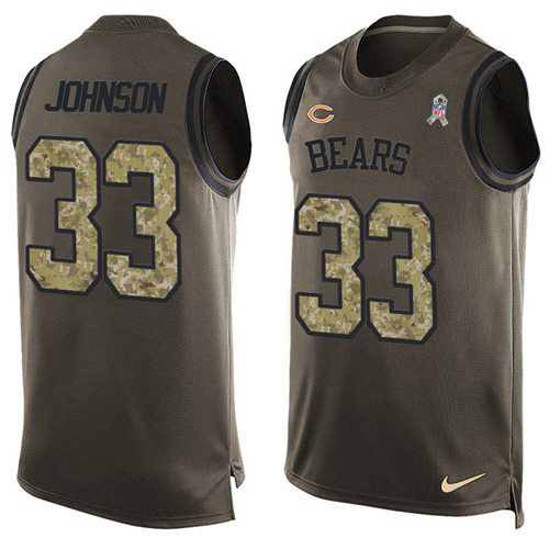 Personalized Bears #33 Jaylon Johnson Green Men’s Stitched NFL Limited Salute To Service Tank Top Jersey