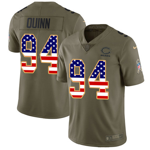 Personalized Bears #94 Robert Quinn Olive USA Flag Men’s Stitched NFL Limited 2017 Salute To Service Jersey