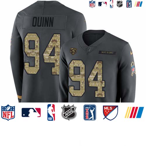 Personalized Bears #94 Robert Quinn Anthracite Salute to Service Men’s Stitched NFL Limited Therma Long Sleeve Jersey