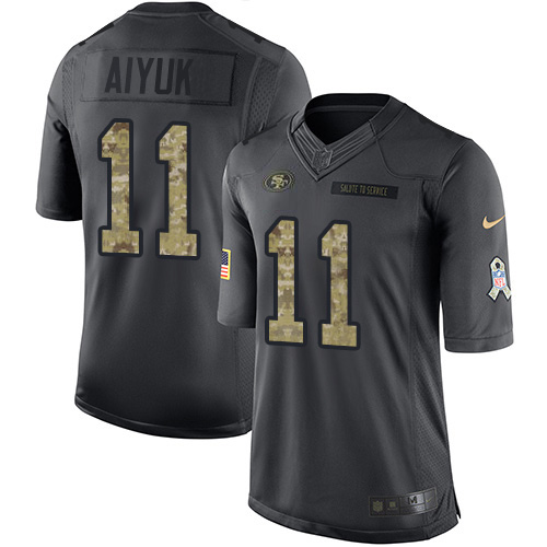 Personalized 49ers #11 Brandon Aiyuk Black Men’s Stitched NFL Limited 2016 Salute to Service Jersey