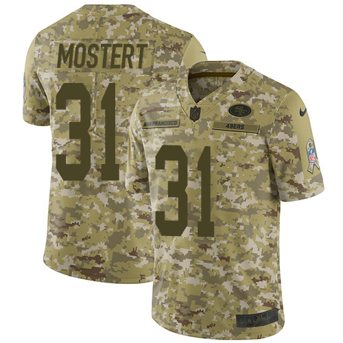 Personalized 49ers #31 Raheem Mostert Camo Men’s Stitched NFL Limited 2018 Salute To Service Jersey