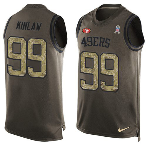 Personalized 49ers #99 Javon Kinlaw Green Men’s Stitched NFL Limited Salute To Service Tank Top Jersey