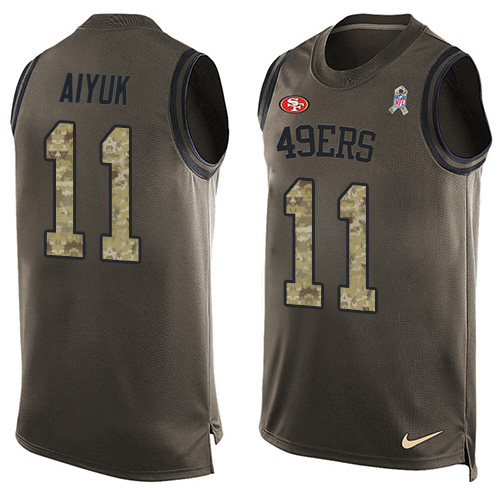 Personalized 49ers #11 Brandon Aiyuk Green Men’s Stitched NFL Limited Salute To Service Tank Top Jersey