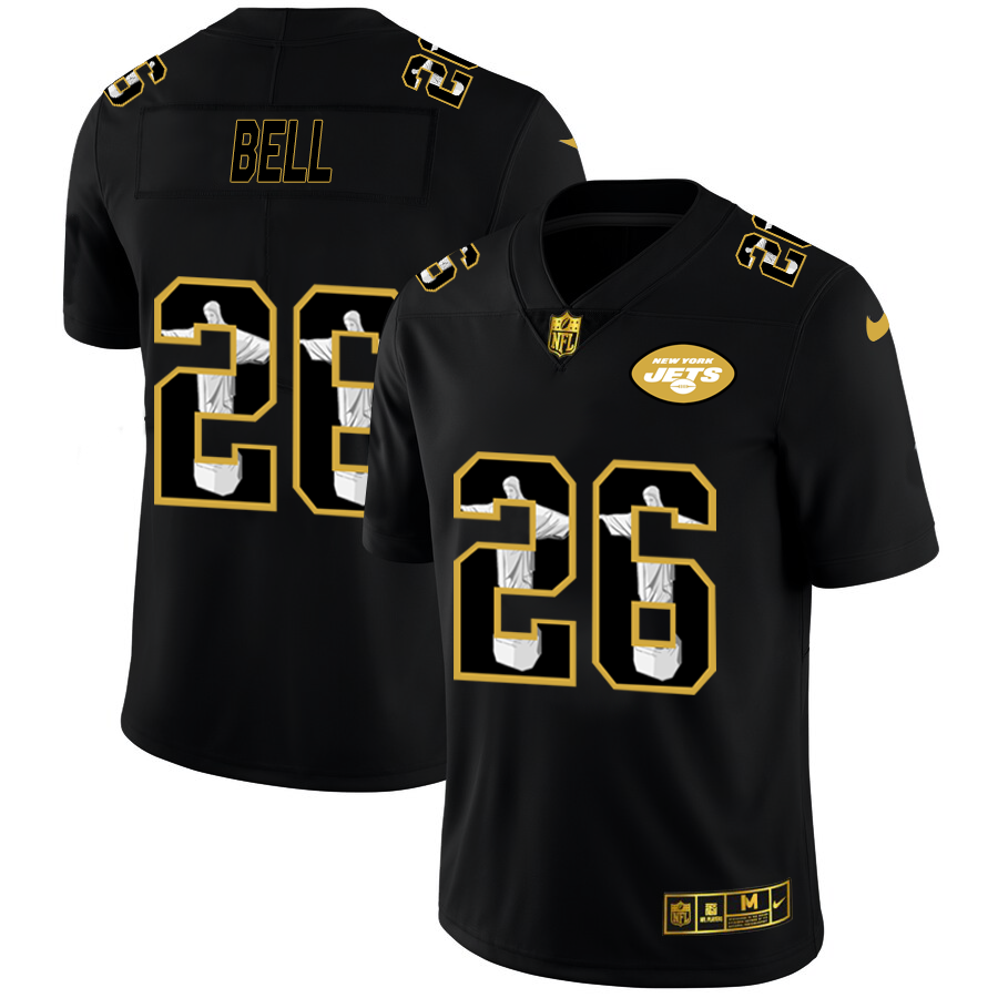Personalized New York Jets #26 Le’Veon Bell Men’s Carbon Black Cristo Redentor Limited NFL Jersey