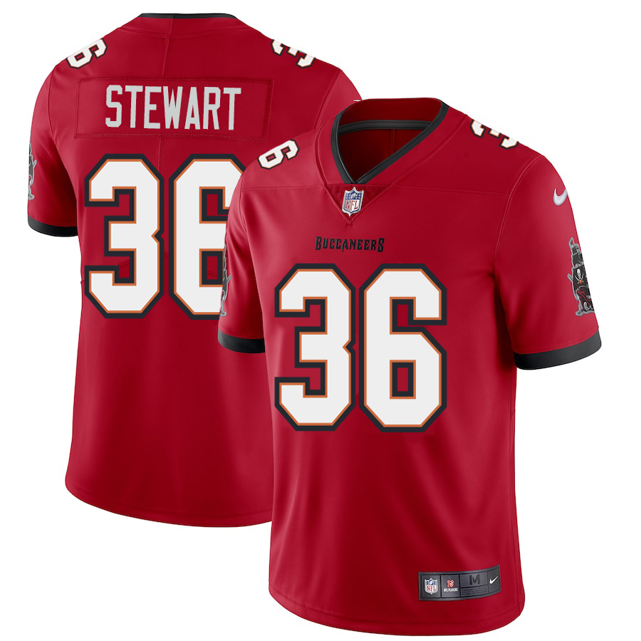 Personalized Tampa Bay Buccaneers #36 M.J. Stewart Men’s Red Limited Jersey