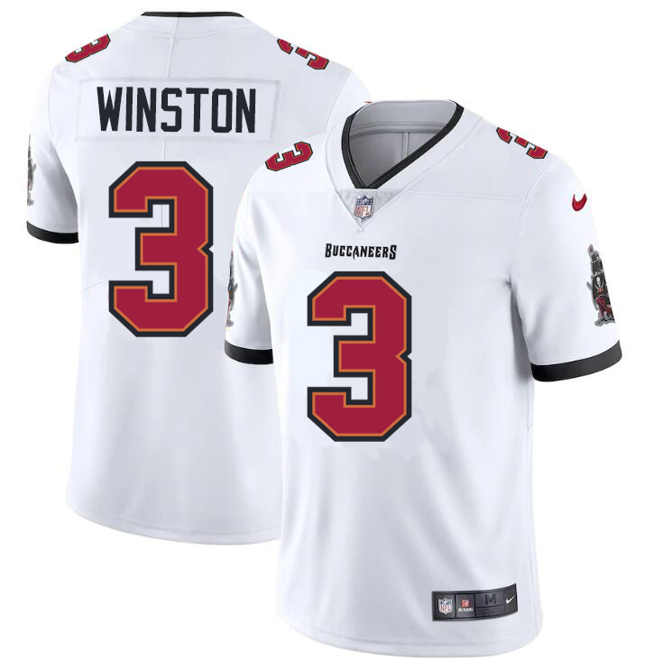 Personalized Tampa Bay Buccaneers #3 Jameis Winston Men’s White Limited Jersey