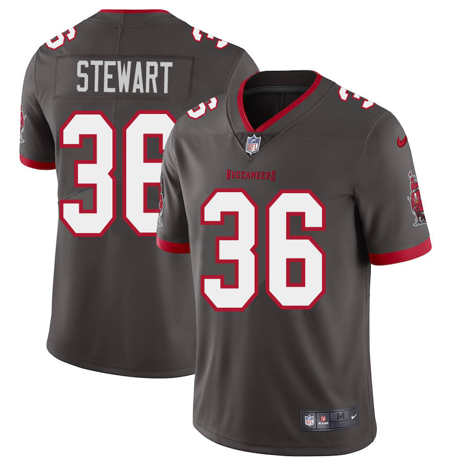 Personalized Tampa Bay Buccaneers #36 M.J. Stewart Men’s Pewter Alternate Limited Jersey