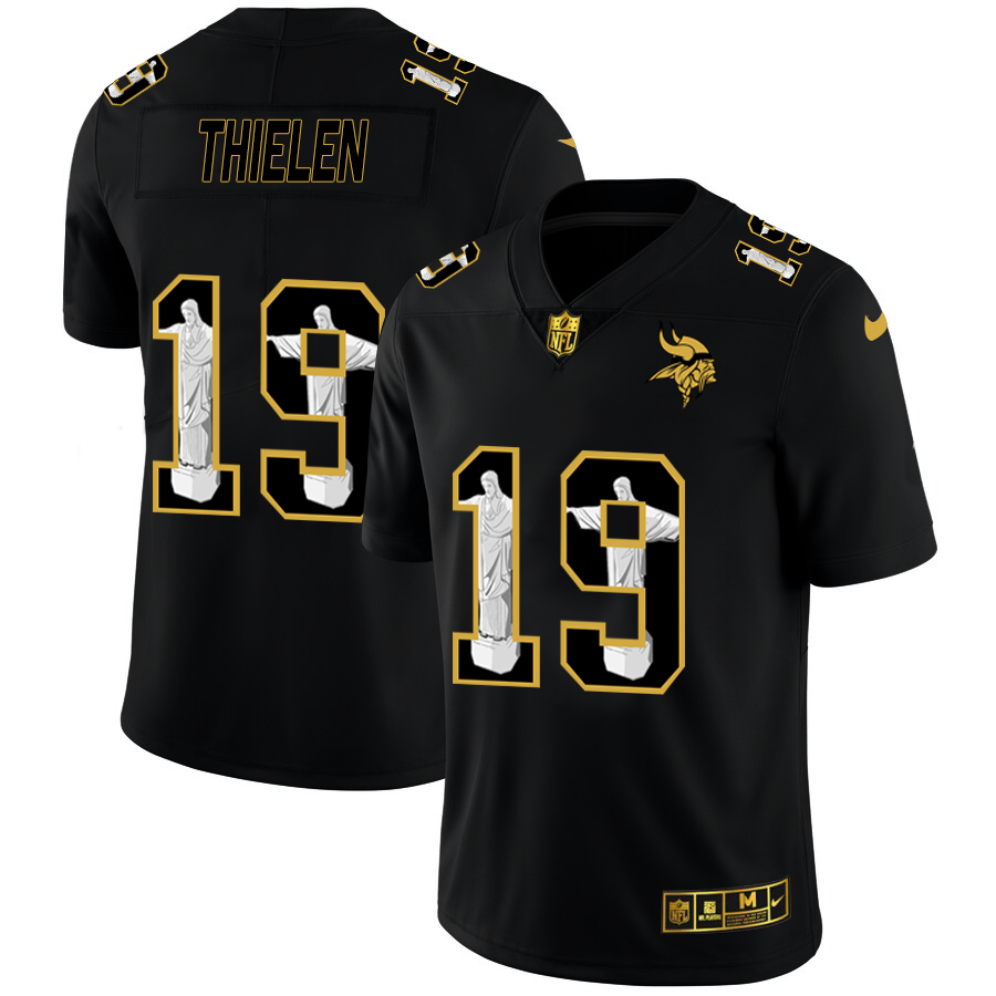 Personalized Minnesota Vikings #19 Adam Thielen Men’s Carbon Black Cristo Redentor Limited NFL Jersey