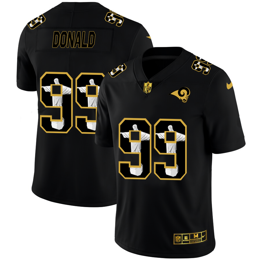 Personalized Los Angeles Rams #99 Aaron Donald Men’s Carbon Black Cristo Redentor Limited NFL Jersey