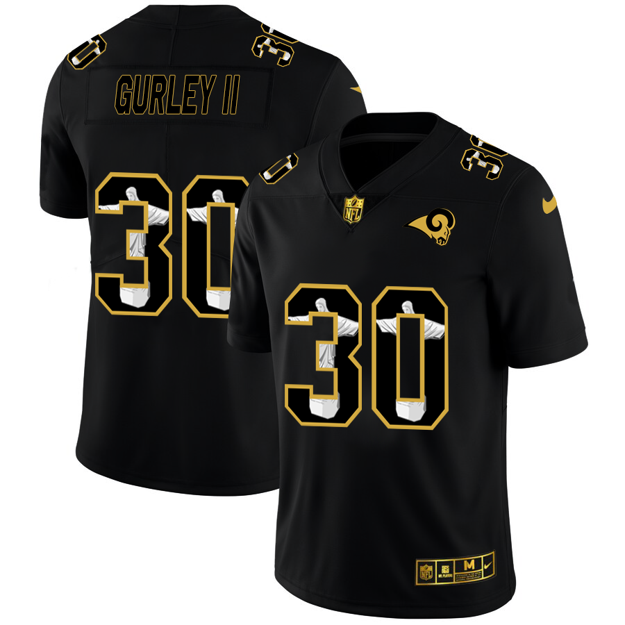 Personalized Los Angeles Rams #30 Todd Gurley II Men’s Carbon Black Cristo Redentor Limited NFL Jersey