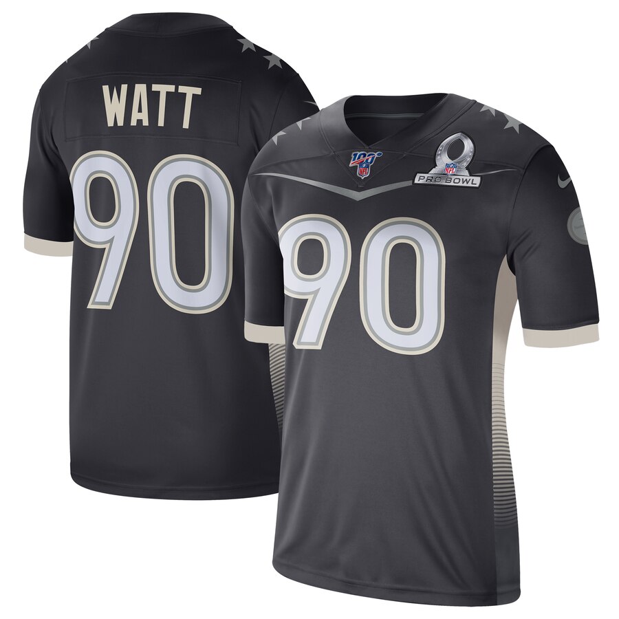 Personalized Pittsburgh Steelers #90 T.J. Watt 2020 AFC Pro Bowl Game Jersey Anthracite