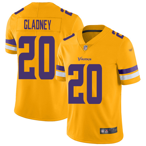Personalized Vikings #20 Jeff Gladney Gold Men’s Stitched NFL Limited Inverted Legend Jersey