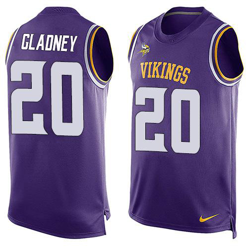 Personalized Vikings #20 Jeff Gladney Purple Team Color Men’s Stitched NFL Limited Tank Top Jersey