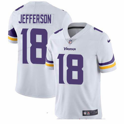 Personalized Vikings #18 Justin Jefferson White Men’s Stitched NFL Untouchable Limited Jersey