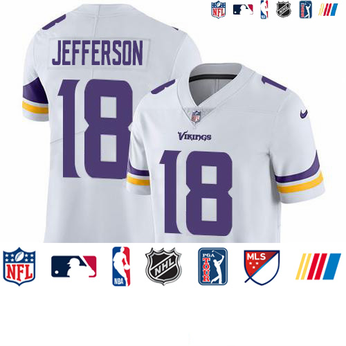 Personalized Vikings #18 Justin Jefferson White Men’s Stitched NFL Untouchable Limited Jersey