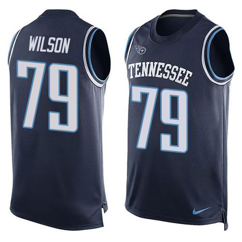 Personalized Titans #79 Isaiah Wilson Navy Blue Team Color Men’s Stitched NFL Limited Tank Top Jersey