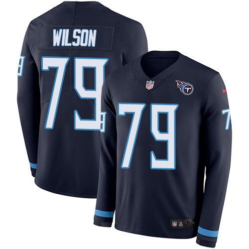 Personalized Titans #79 Isaiah Wilson Navy Blue Team Color Men’s Stitched NFL Limited Therma Long Sleeve Jersey