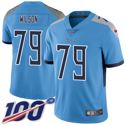 Personalized Titans #79 Isaiah Wilson Light Blue Alternate Men’s Stitched NFL 100th Season Untouchable Limited Jersey