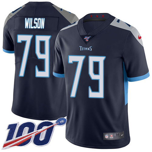 Personalized Titans #79 Isaiah Wilson Navy Blue Team Color Men’s Stitched NFL 100th Season Untouchable Limited Jersey