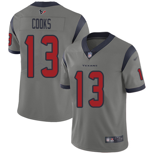 Personalized Texans #13 Brandin Cooks Gray Men’s Stitched NFL Limited Inverted Legend Jersey