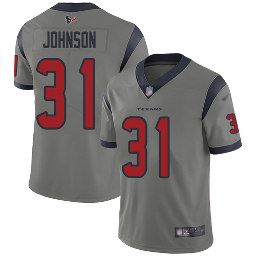 Personalized Texans #31 David Johnson Gray Men’s Stitched NFL Limited Inverted Legend Jersey