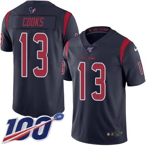 Personalized Texans #13 Brandin Cooks Navy Blue Men’s Stitched NFL Limited Rush 100th Season Jersey