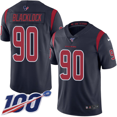 Personalized Texans #90 Ross Blacklock Navy Blue Men’s Stitched NFL Limited Rush 100th Season Jersey
