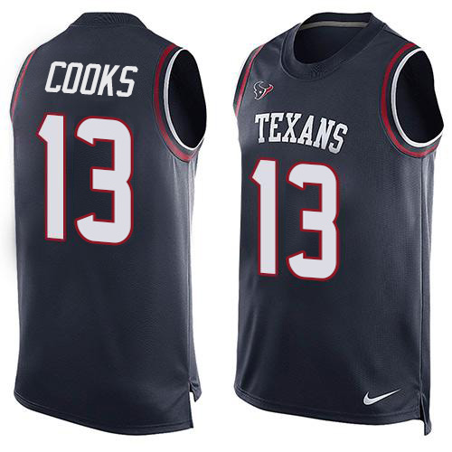 Personalized Texans #13 Brandin Cooks Navy Blue Team Color Men’s Stitched NFL Limited Tank Top Jersey