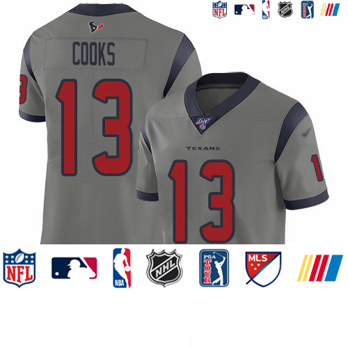 Personalized Texans #13 Brandin Cooks Gray Men’s Stitched NFL Limited Inverted Legend 100th Season Jersey