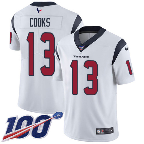Personalized Texans #13 Brandin Cooks White Men’s Stitched NFL 100th Season Untouchable Limited Jersey