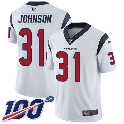 Personalized Texans #31 David Johnson White Men’s Stitched NFL 100th Season Untouchable Limited Jersey