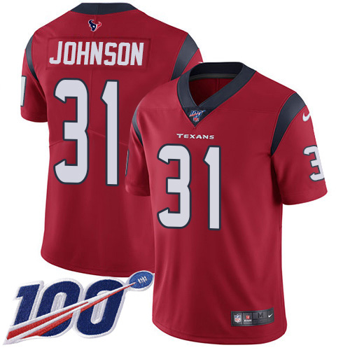 Personalized Texans #31 David Johnson Red Alternate Men’s Stitched NFL 100th Season Untouchable Limited Jersey