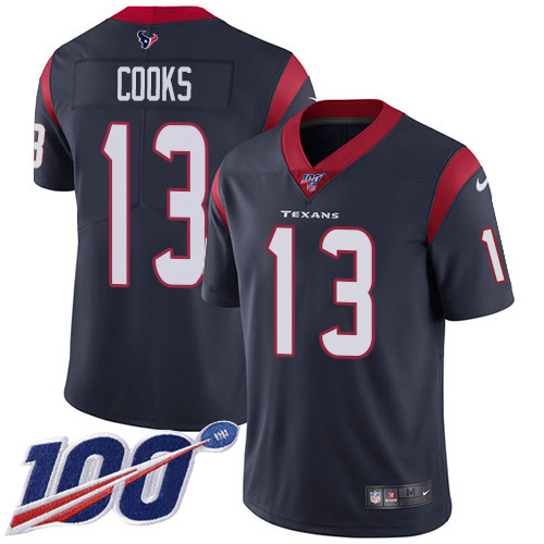 Personalized Texans #13 Brandin Cooks Navy Blue Team Color Men’s Stitched NFL 100th Season Untouchable Limited Jersey