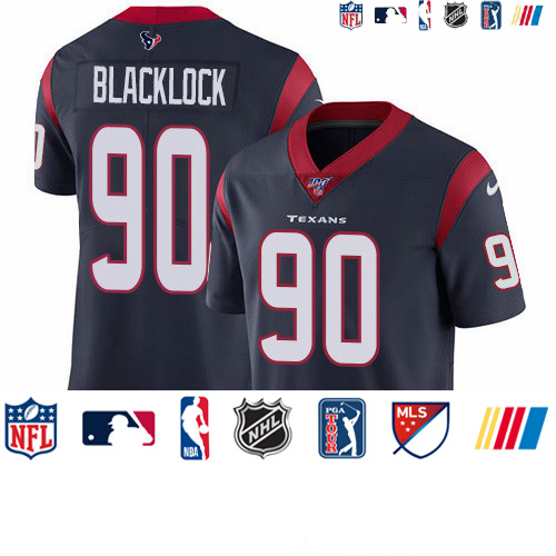 Personalized Texans #90 Ross Blacklock Navy Blue Team Color Men’s Stitched NFL 100th Season Untouchable Limited Jersey