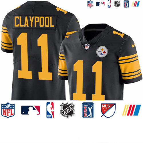 Personalized Steelers #11 Chase Claypool Black Men’s Stitched NFL Limited Rush Jersey