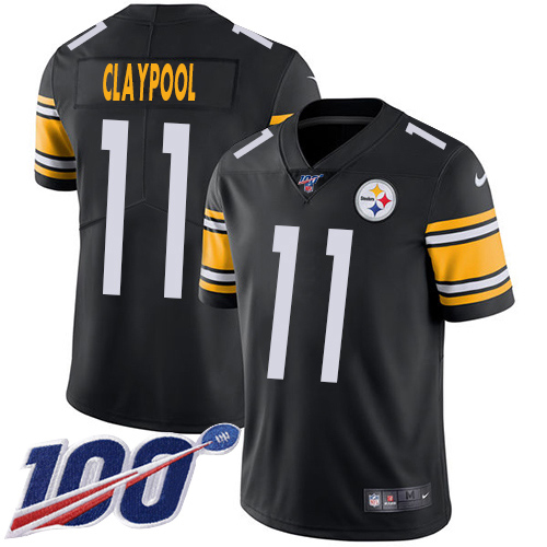 Personalized Steelers #11 Chase Claypool Black Team Color Men’s Stitched NFL 100th Season Untouchable Limited Jersey